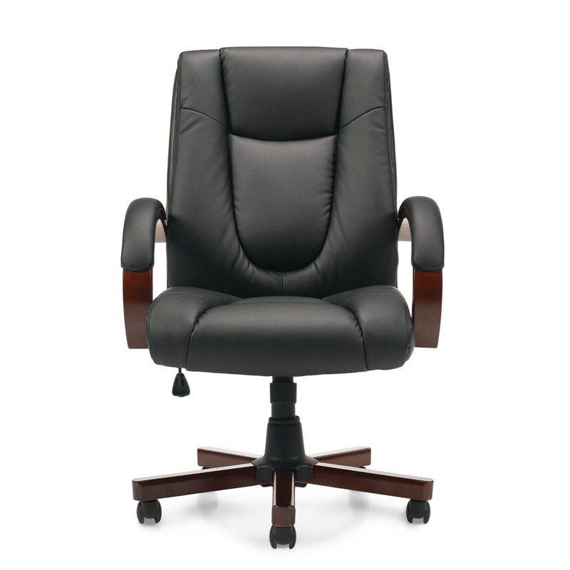 Offices To Go Lot of 10 OTG Mid Back Conference Chairs Black w Wood Arms/Base
