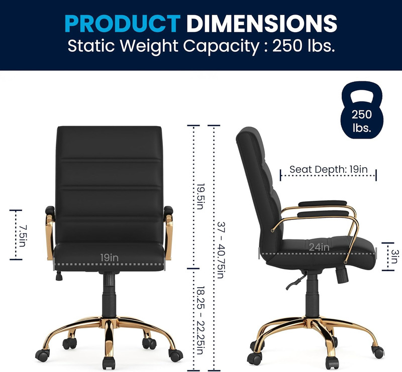 Stylish Black Mid-Back Swivel Desk Chair with Wheels and Adjustable Height gallery