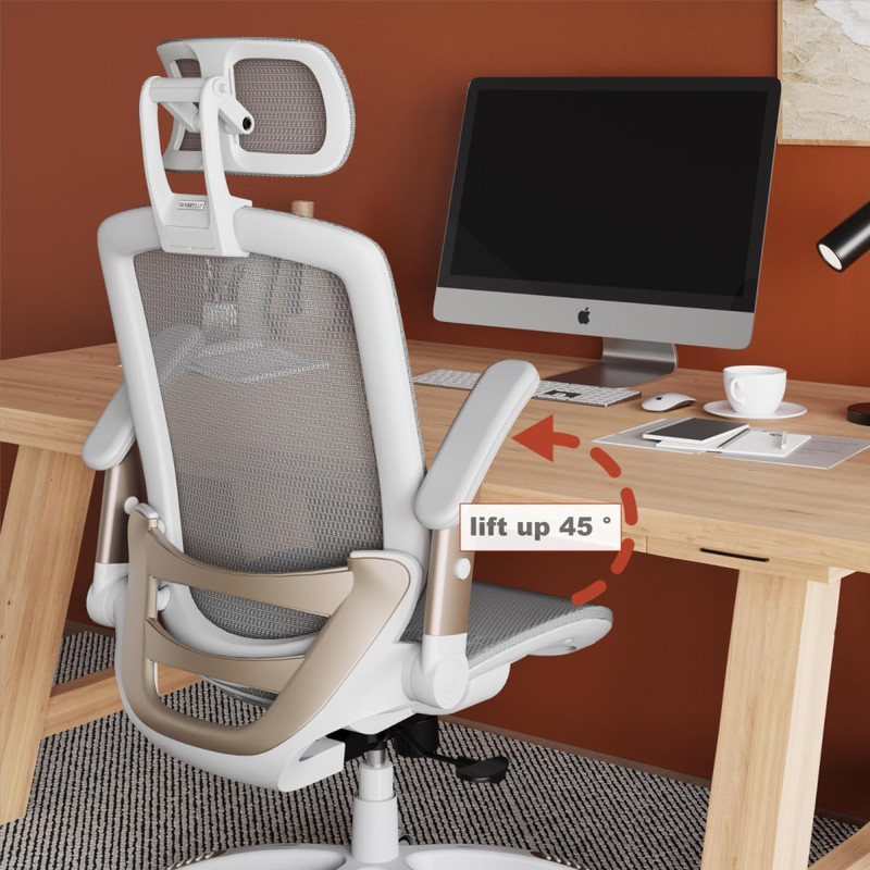 Ergonomic Office Chair, High Back Home Desk Chair with Headrest, Flip-Up Arms, 9 gallery