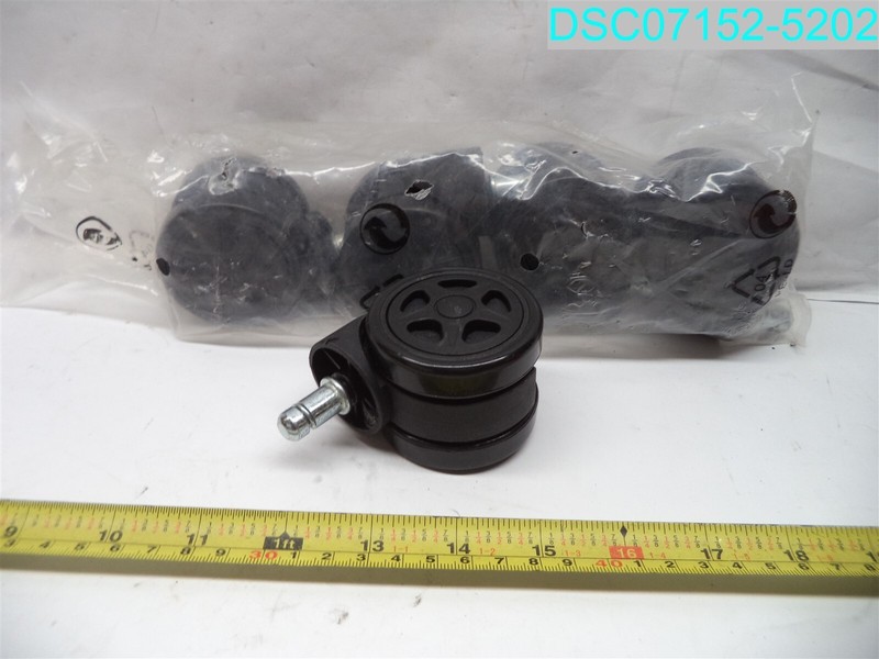 QTY=5: Office Chair Caster Wheels 2-1/2" H X 2-5/16" OD Stem 7/16" D X 7/8" L