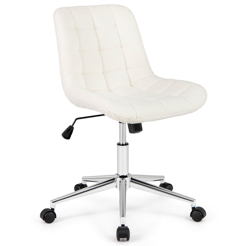 Upholstered Armless Office Chair w/ Adjustable Height & Wheels for Small Spaces