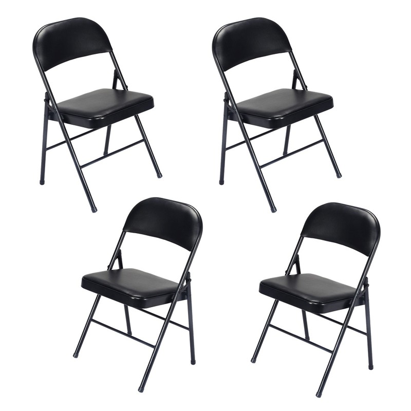 4 Pcs Folding Chairs 330lbs Heavy Duty Padded Metal Fabric Folding Chair Party gallery