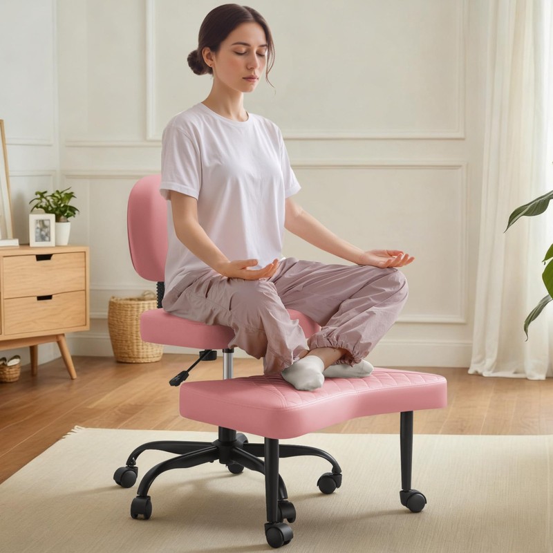 Ergonomic Cross Legged Office Chair with Wheels – Adjustable Height Kneeling …