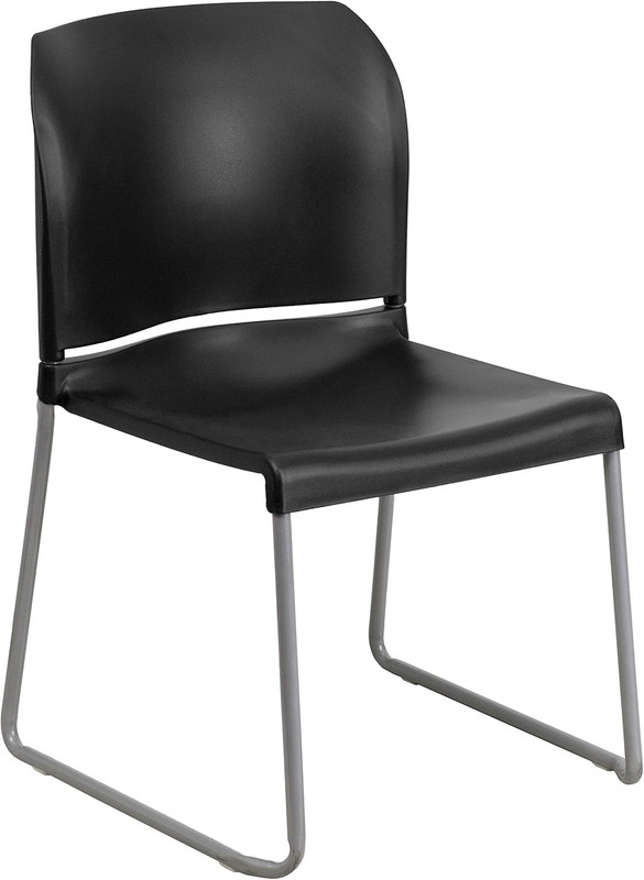 EMMA + OLIVER Home and Office Guest Chair Black Full Back Contoured Sled Base St gallery