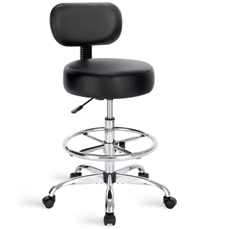 SUPERJARE Drafting Chair with Back, 23.6"D x 23.6"W x 35.8"H, Black