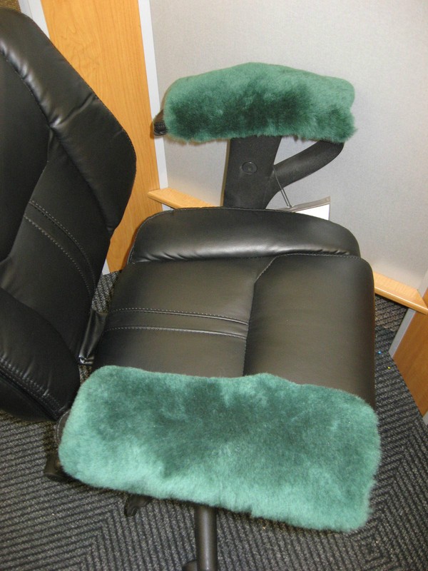 1 PAIR GREEN Merino Sheepskin Arm Rest Covers 10" L Pads Office or Wheel CHAIRS gallery