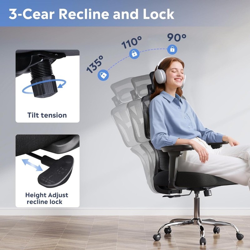 Big and Tall Ergonomic Office Chair with Breathable Mesh Back & Adjustable gallery