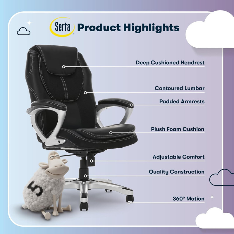 Amplify Executive Office Chair with Faux Leather and Mesh, Adjustable Ergonomic gallery