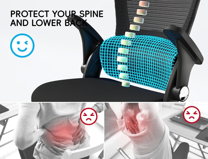 Ergonomic Mesh Office Chair with Lumbar Support Headrest Wide Seat 330Lbs Black gallery
