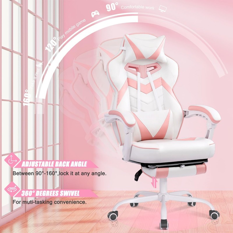 Home Reclining Gaming Chair PC Computer PU Leather Chair High Back with Footrest gallery