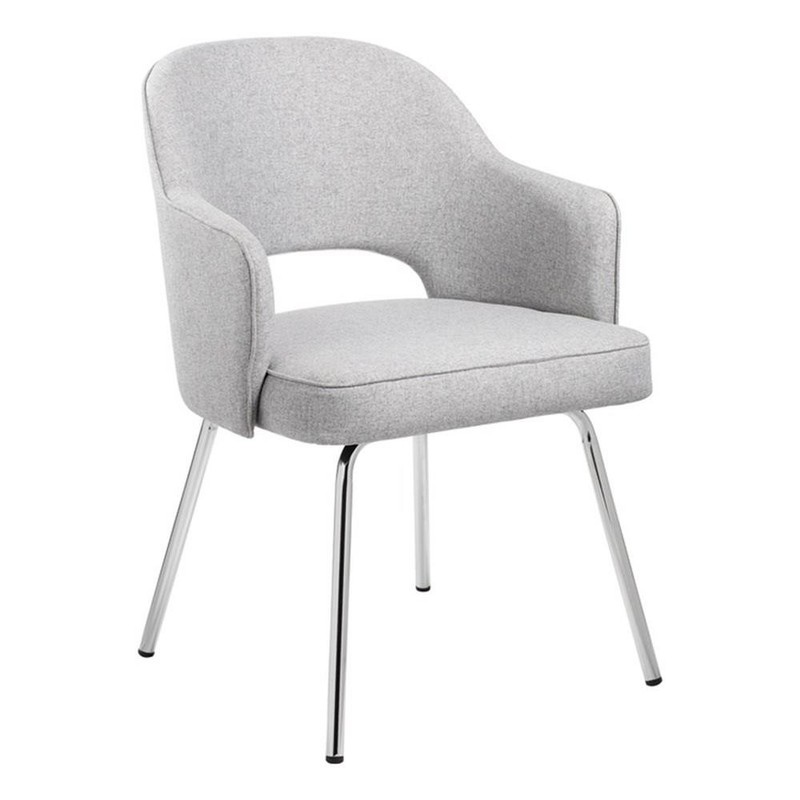 Black CaressoftPlus Modern Side to Dining Chair in Gray Linen