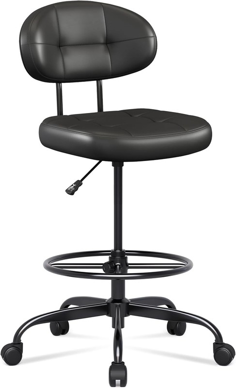 Tall Office Chair with Footrest Ring Small Faux Leather Executive Office Chair