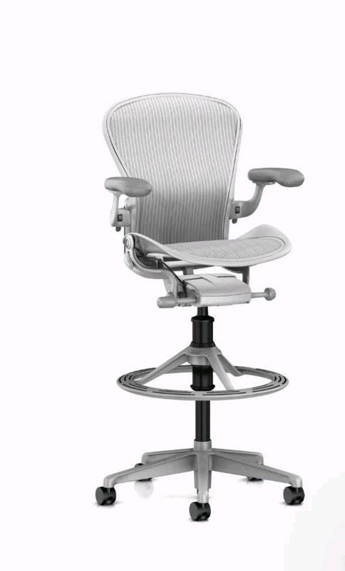 Remastered Herman Miller Aeron Mesh Work Stool Bar Height Lumbar Support Size B