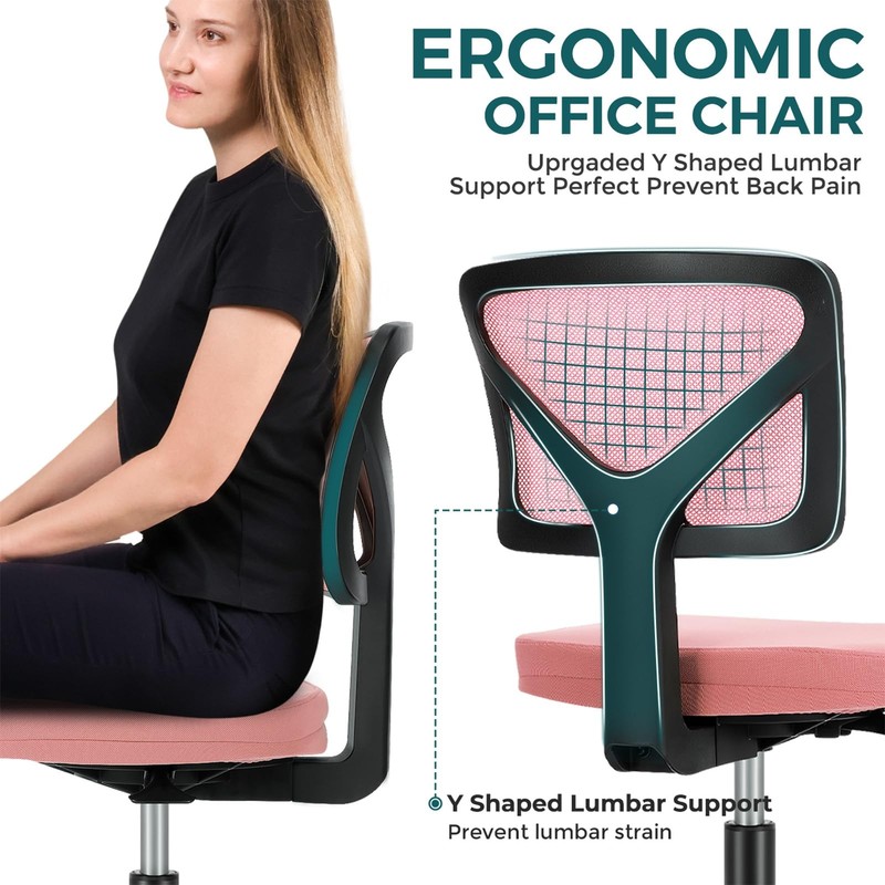 Small Office Chair Armless, Ergonomic Adjustable Home Office Swivel Rolling T... gallery