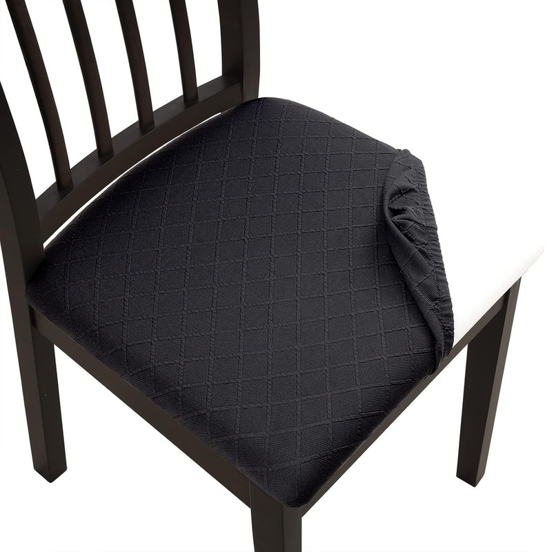 Stretch Chair Seat Covers 4 PCS, Removable Washable Dining Black