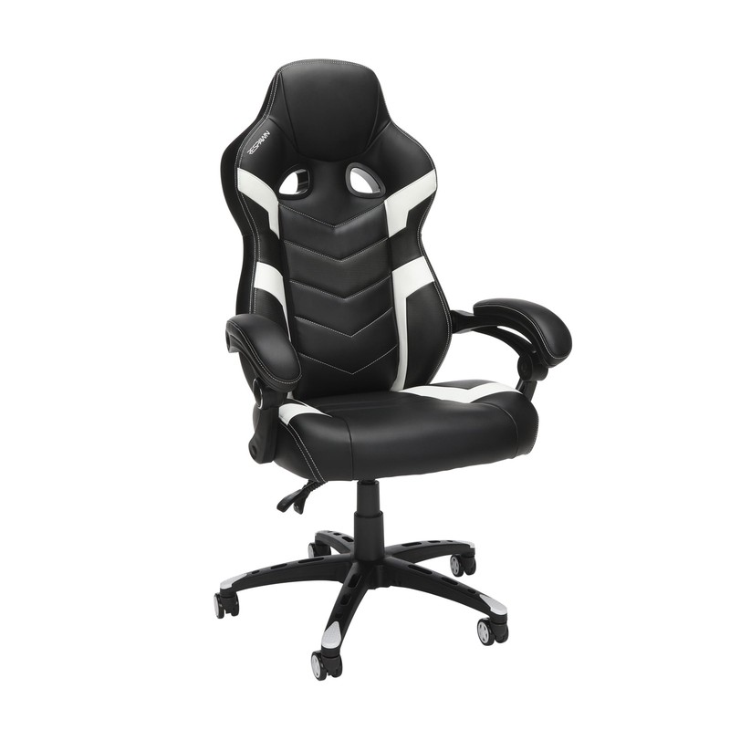 RESPAWN W109 BONDED LEATHER RACING STYLE GAMING CHAIR, WHITE *DISTRESSED PKG