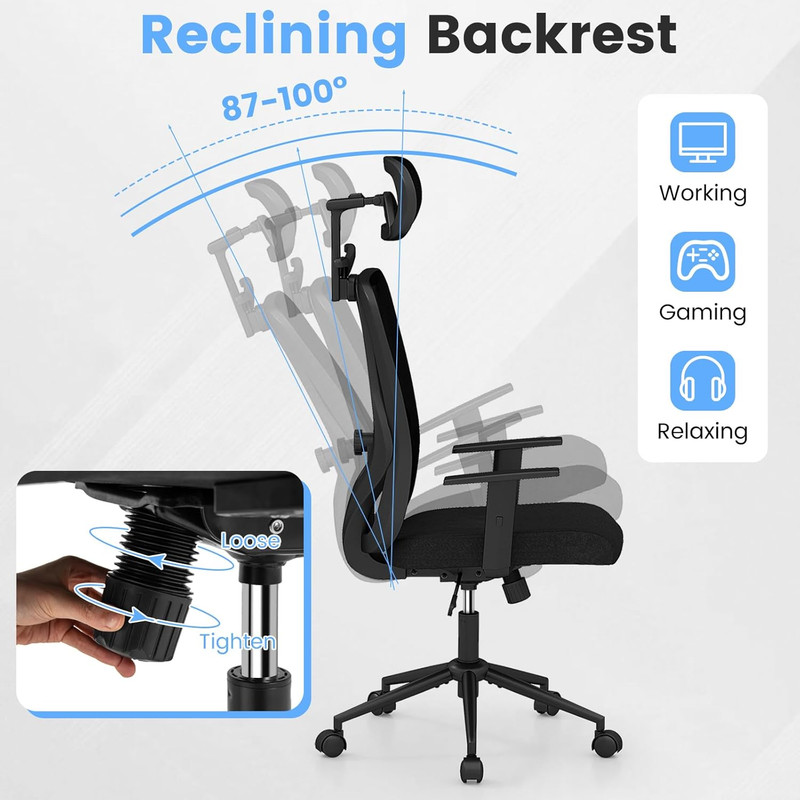 Ergonomic Mesh Office Chair with 3D Headrest & Lumbar Support for Home Office gallery