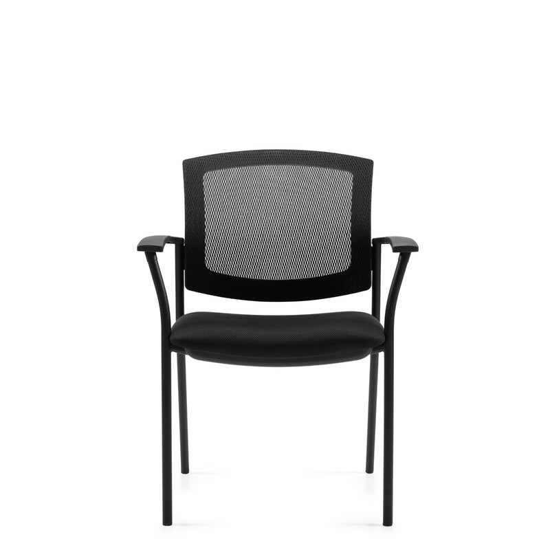 Offices To Go Model #OTG2809 Mesh Back Office Guest Arm-Chair Black Fabric Seat