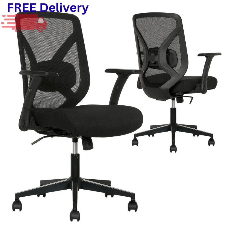 Ergonomic Mesh Office Chair Flip-Back Arms Adjustable Lumbar Support Black New gallery