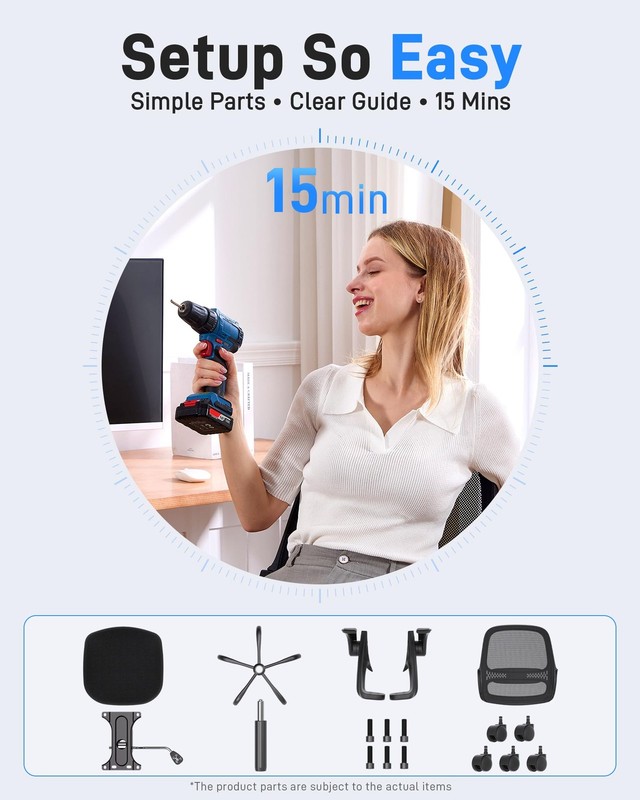 Silla De Oficina Ergonómica Con Brazos Plegables Soporta 300lb Negro gallery