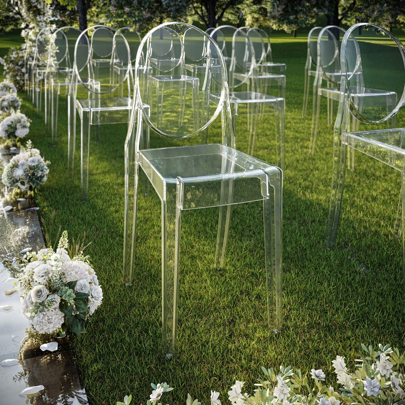 Stackable Acrylic Ghost Event Chairs Set of 4, Clear Plastic