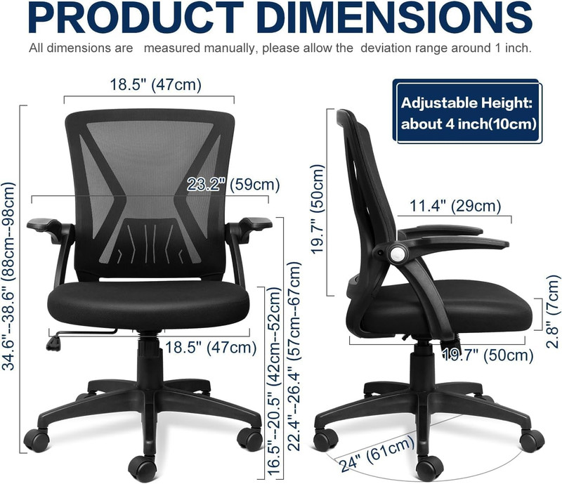 Ergonomic Mesh Office Chair with Lumbar Support & Flip-Up Arms, Black gallery