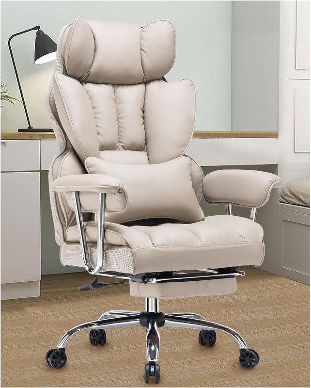 Desk Office Chair 400LBS, Big and Tall Office Chair, PU Leather Computer Chair,