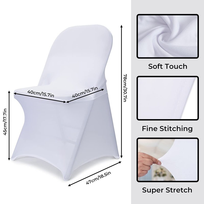 Babenest Spandex Folding Chair Covers - 30PCS Upgraded Universal 30PCS, White gallery
