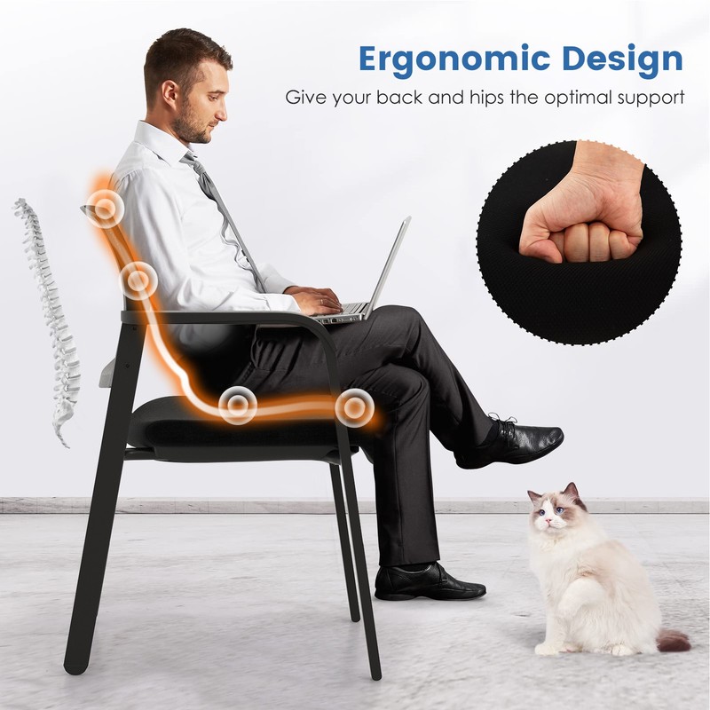 Set of 2 Conference Chairs Stackable Office Guest Mesh Chairs for Waiting Room gallery