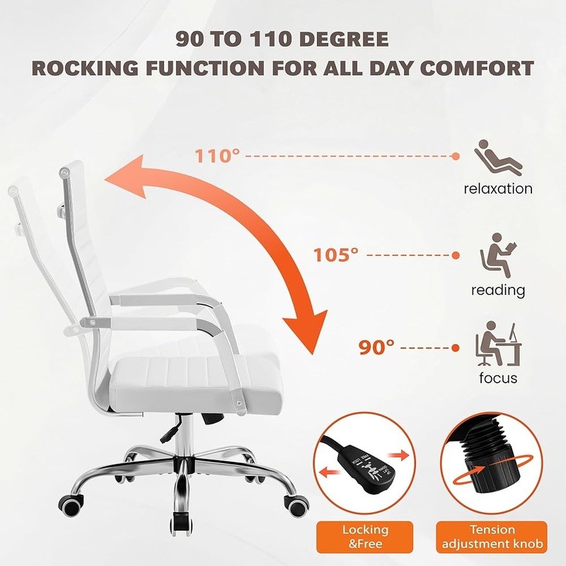 Ergonomic Executive Desk Chair Adjustable Height PU Leather Rolling Wheels New gallery
