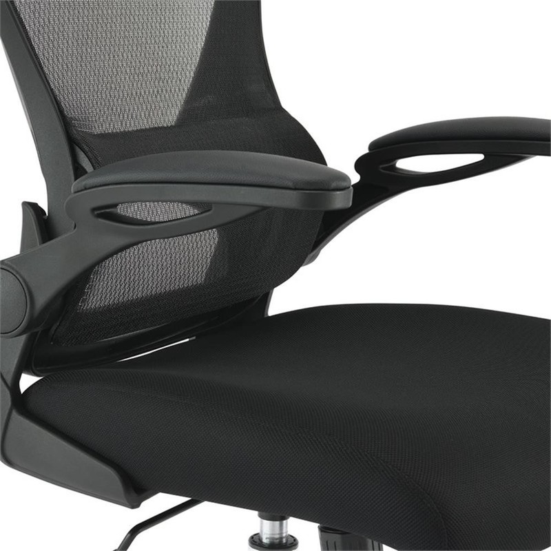 Scranton & Co Black Mesh Back Chair with Fabric Seat and Chrome Base gallery