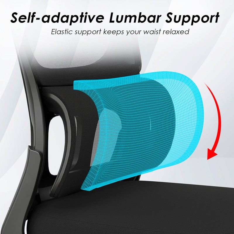 Home Office Desk Chair Mesh Recline Filp Armrest Lumbar Support Rolling Wheels gallery
