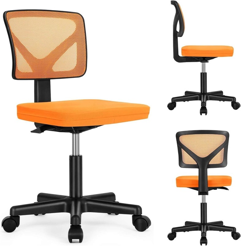 Cute Armless Mesh Office Chair - Low-Back Swivel & Rolling Home Desk Task Chair gallery