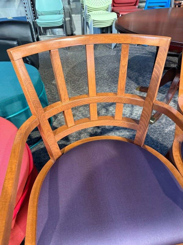 Guest / lobby / side Chair by Knoll w/ Wood Frame and Purple fabric Seat gallery