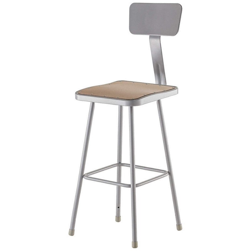 NATIONAL PUBLIC SEATING 6330B Square Stool,Welded Tube Leg,Gray,43″H 8RNU4