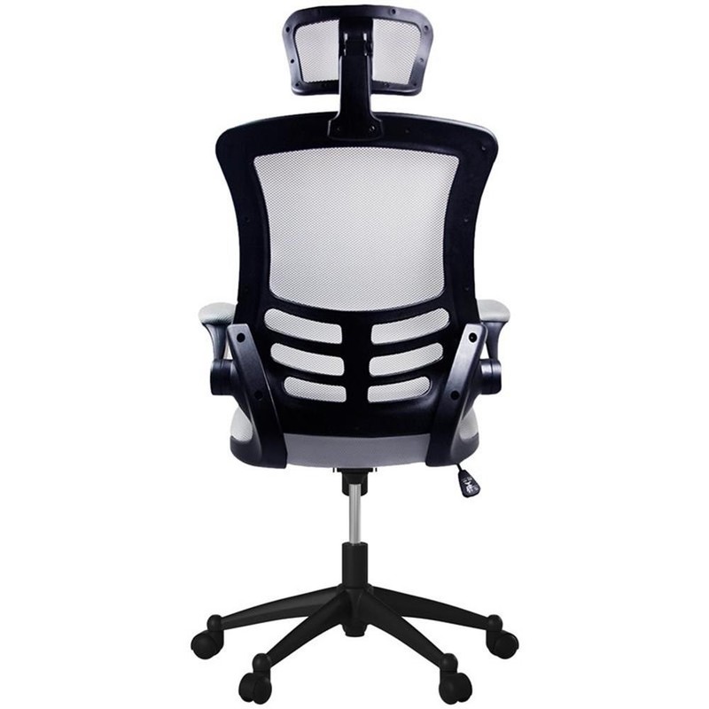 Pemberly Row Executive High Back Office Chair w/ Headrest in Silver Gray Fabric gallery