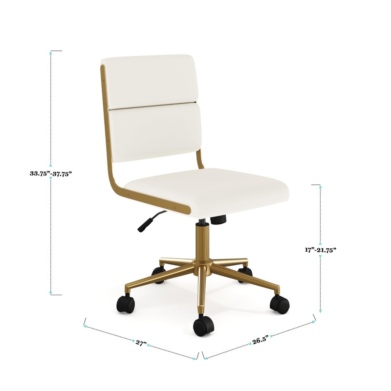 Lulu Swivel Task Chair with Height Adjustable Seat for Home Office in Off Whi... gallery