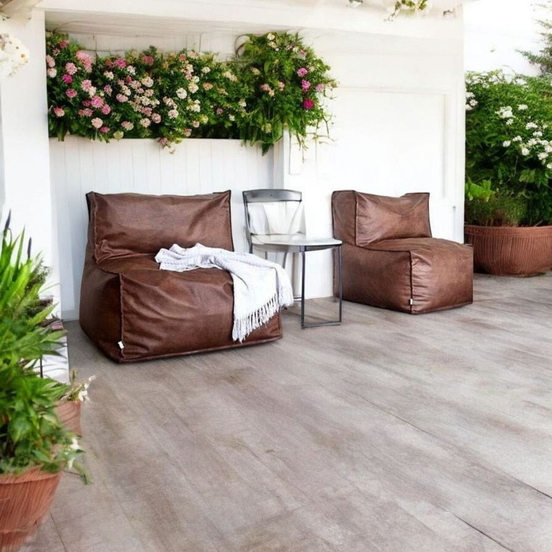 Handmade Leather Lounger Pouf – Square Ottoman Footstool | Floor Cushion