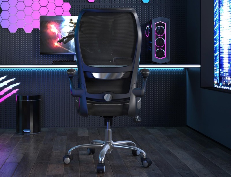 Ergonomic Office Chair Wave High Back Adjustable Lumbar Mesh PU Leather Black gallery