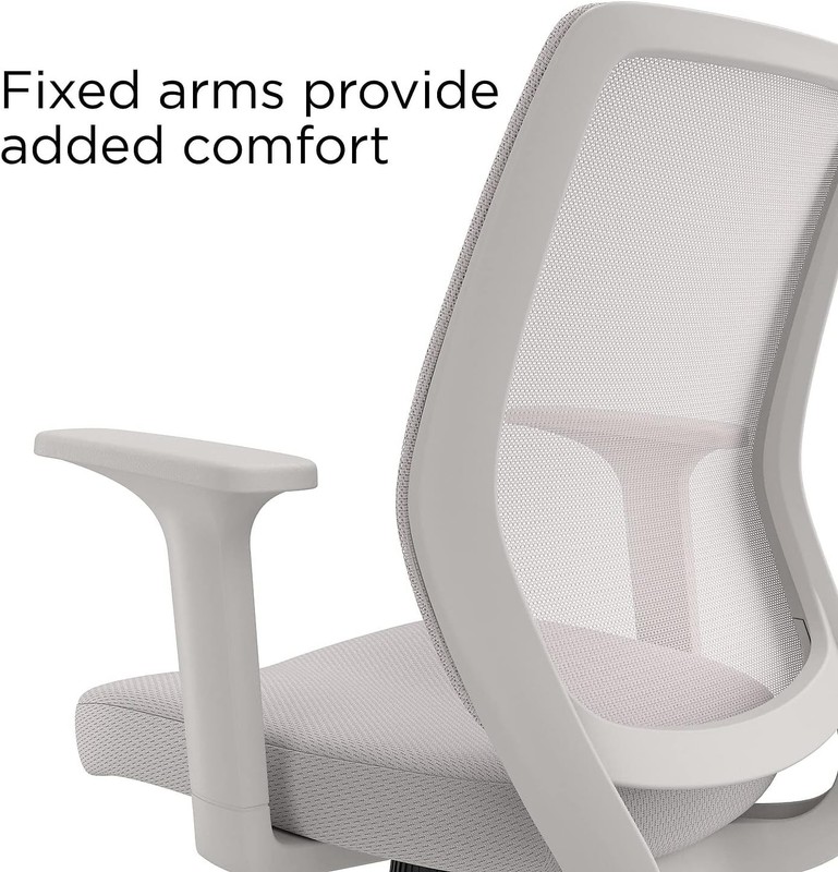 Staples Essentials Ergonomic Fabric Swivel Task Chair, Gray gallery