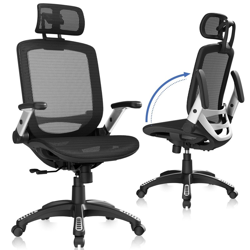 Ergonomic Office Chair, High Back Home Desk Chair with Headrest, Flip-Up Arms…