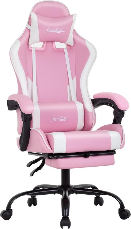 Gaming Chair Office Chair w/Footrest Lumbar Support Headrest Armrest Task Chair