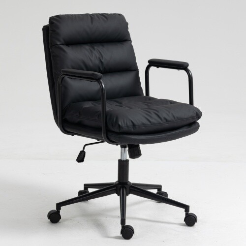 Arms Ergonomic PU Leather Computer Rolling Swivel Chair Home Office Black Brown