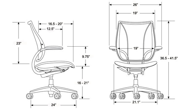 New Humanscale Liberty Office Desk Task Chair - Aluminum Frame Black Fabric Seat gallery