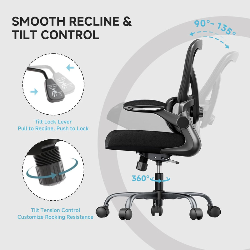 Ergonomic Office Chair with Adjustable Lumbar Support & Flip-Up Armrests gallery