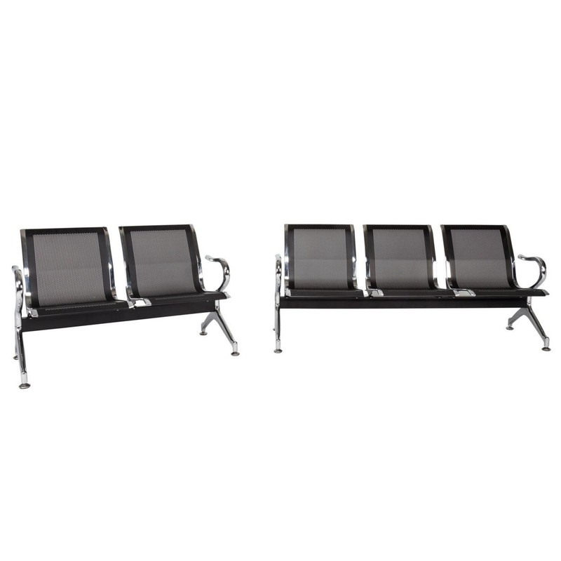 Waiting Room Chairs Set Reception Guest Bench Airport Salon Office Chair Black