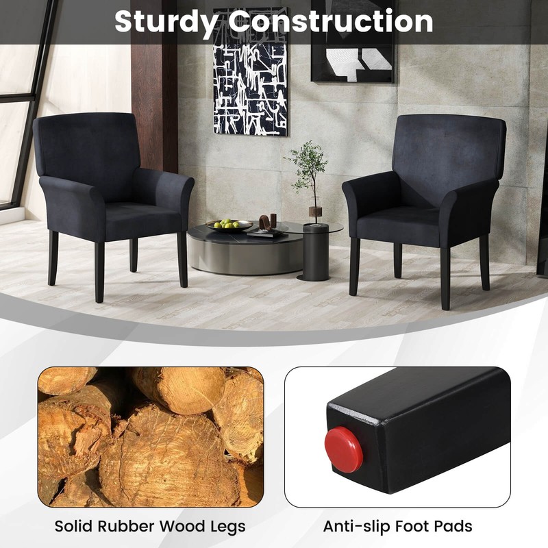 2PCS Executive Guest Chair Waiting Room Arm Chair w/Rubber Wood Legs Black gallery