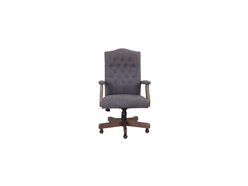 BOSS Executive Slate Grey Commercial Grade Linen Chair With Driftwood Finish Fra gallery