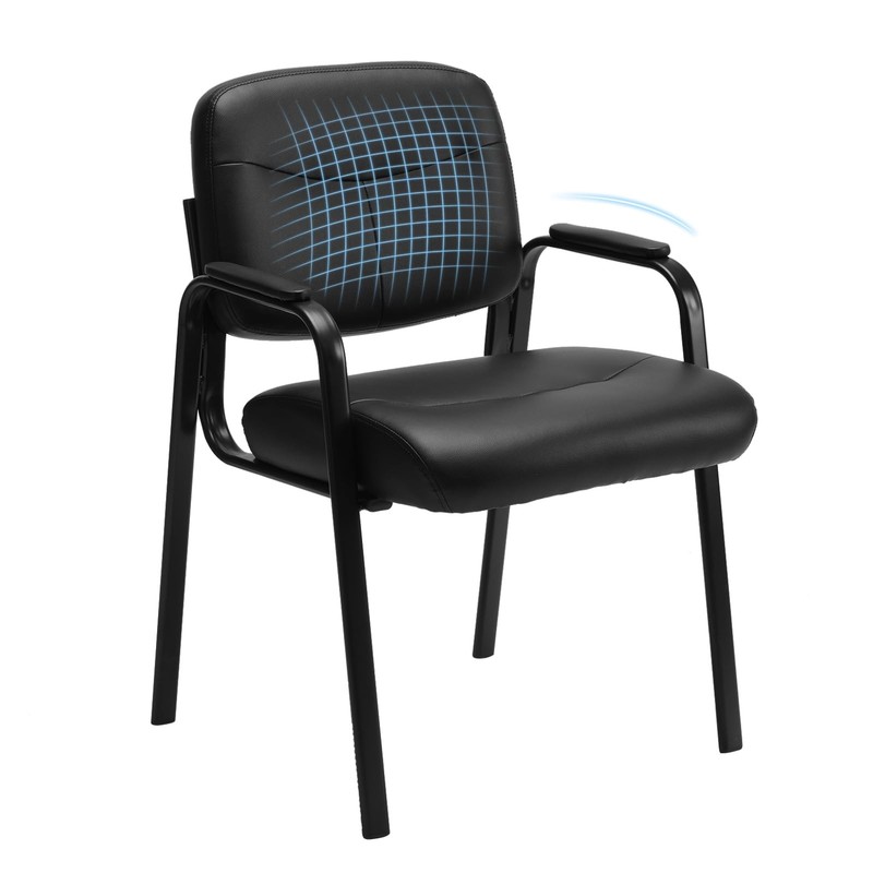 Office Reception Guest Waiting Room Chairs, Leather Stationary Chair No Wheel...