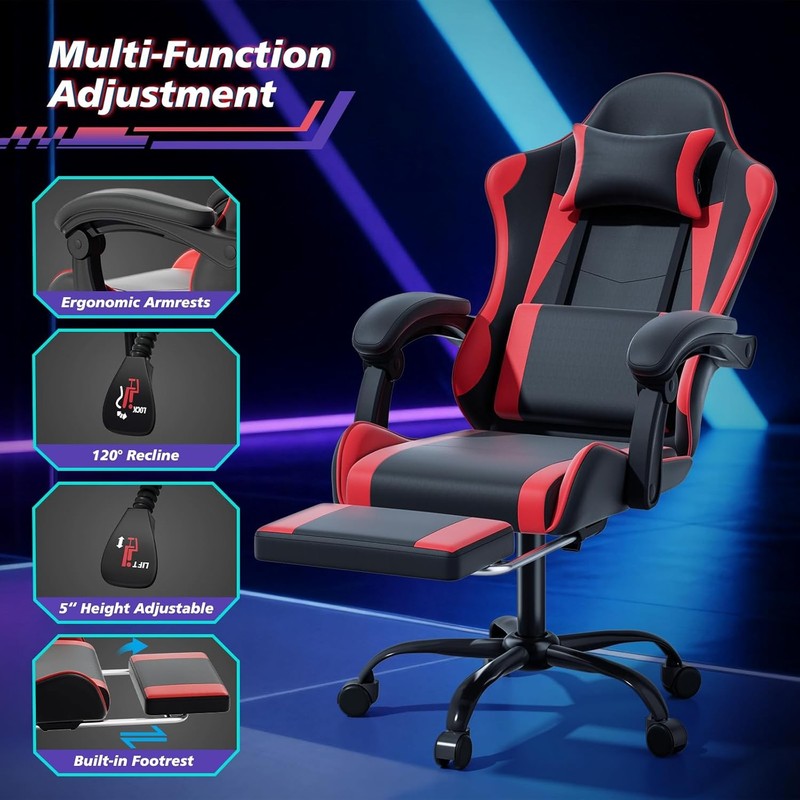 Gaming Chair Ergonomic Computer Chair W/ Linkage Armrests Height Adjustable gallery